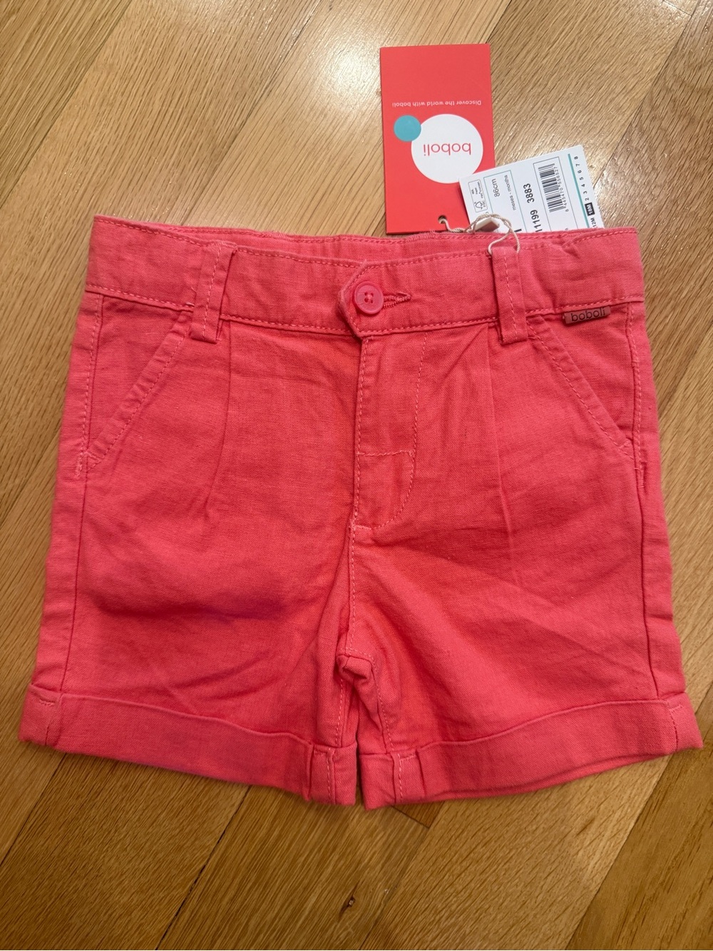 boboli boys' Coral Pink Casual Cotton Shorts